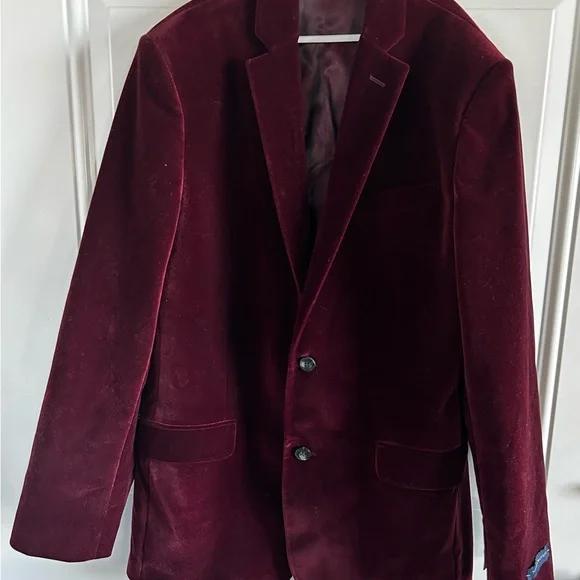 Tommy Hilfiger Rich Maroon Velvet Blazer - Picture 2 of 3